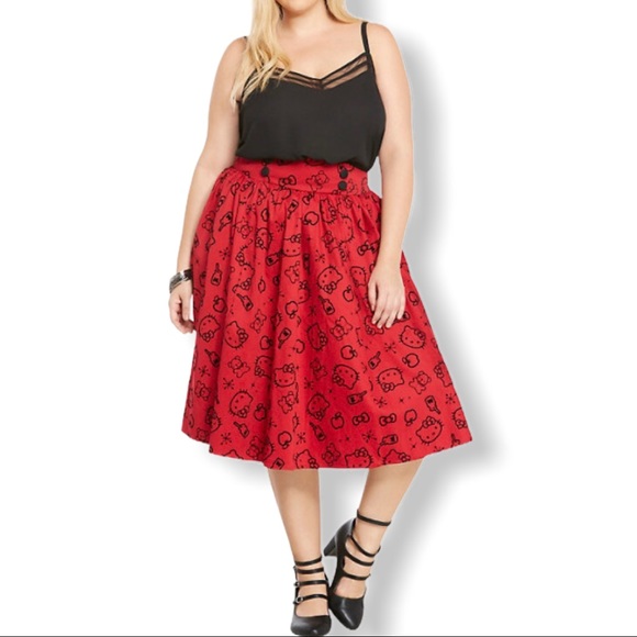 Hello Kitty Sanrio Red Black Velvet Skirt Sanrio - Picture 4 of 15